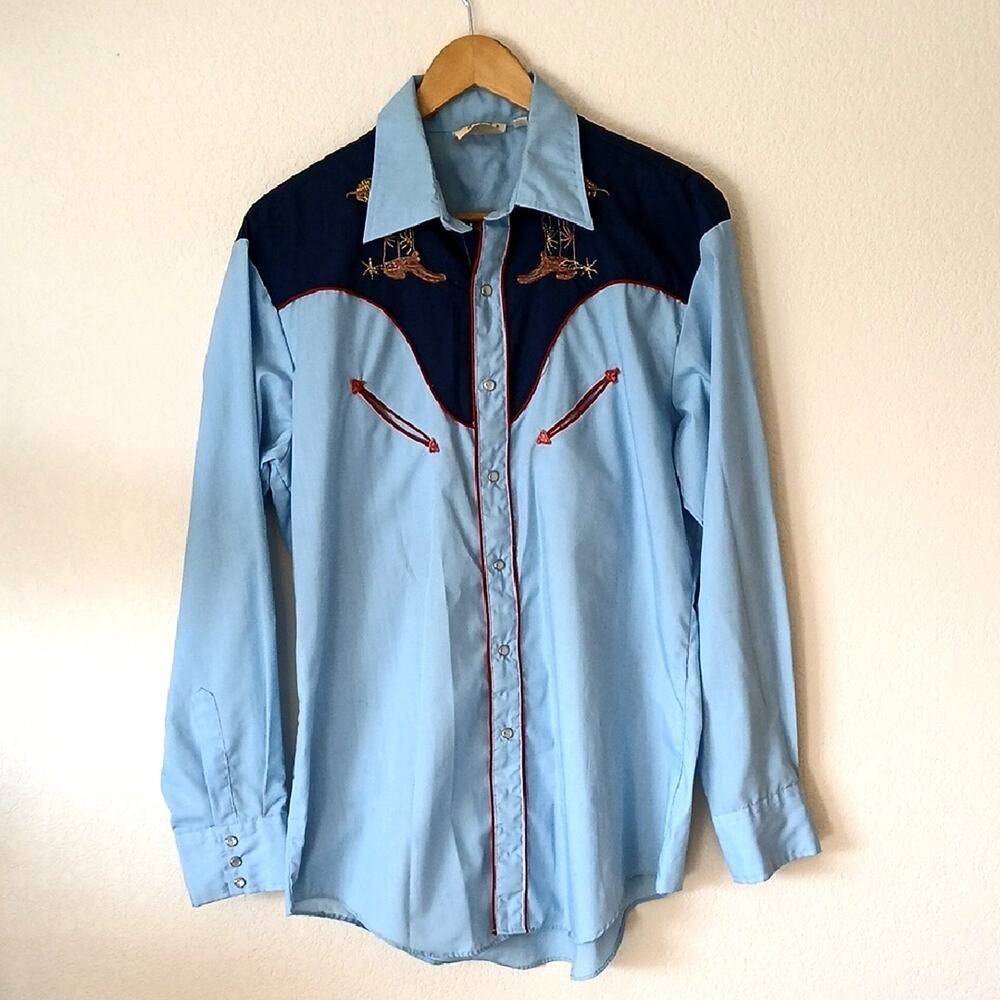 Vintage P.J. Western Wear Pearl Snap Button Up Embroidered Boots 70s